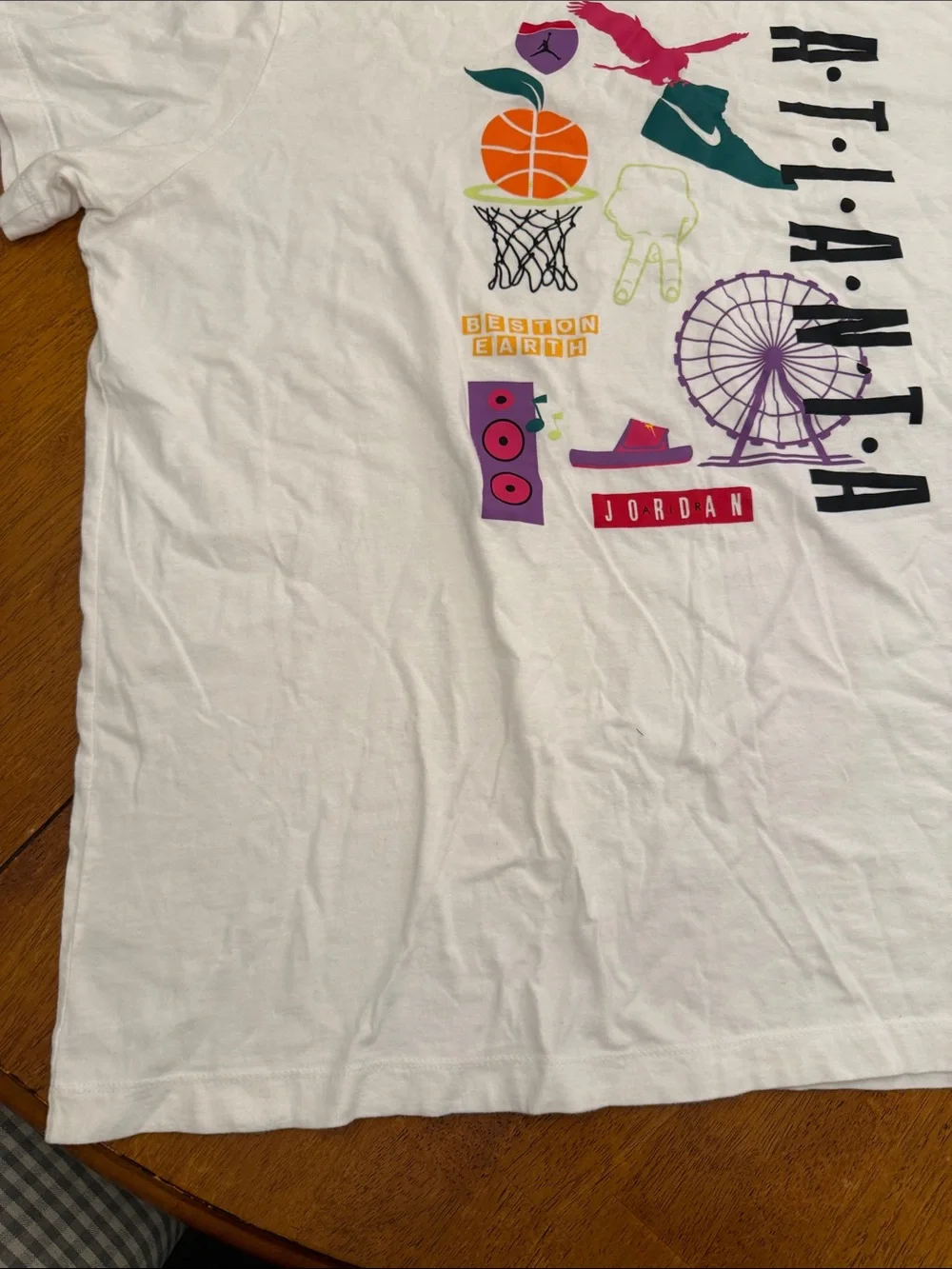 Jordan White Atlanta Graphic Tee with Multicolor Icons xxl